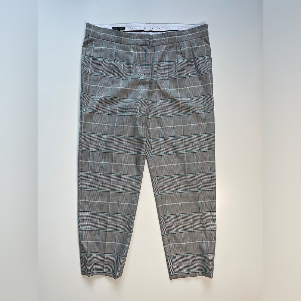 ESCADA Talarantom Plaid Virgin Wool Silk Pant Trouser Womens 38‎ (34x26) Cropped